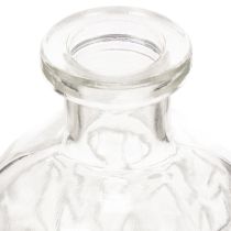 Artículo Botella de vidrio con diseño de rombos, botella decorativa, jarrón, pequeña, 13 cm, 6 piezas