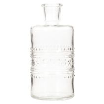 Artículo Botella de vidrio con diseño, cilíndrica, transparente, jarrón decorativo, 15 cm, 6 piezas