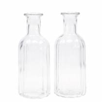 Artículo Botella de vidrio decorativa con decoración ranurada transparente Ø7,5cm H19cm 6 piezas