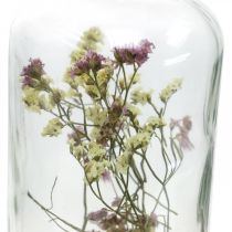 Artículo Vaso con candelero, decoración de cristal con flores secas H16cm Ø8.5cm