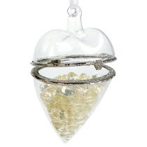 Artículo Corazón de cristal para rellenar decoración colgante 7cm x 10cm transparente 2 piezas