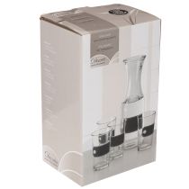 Artículo Jarra de cristal de 27 cm de alto con 4 vasos de 11 cm de alto.