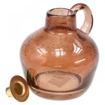 Artículo Candelabro varilla de cristal vela marrón jarra decorativa cristal Al. 15,5 cm