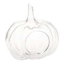 Artículo Calabaza de cristal con abertura, decoración otoñal, transparente, Ø21 cm, H20 cm