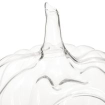 Artículo Calabaza de cristal con abertura, decoración otoñal, transparente, Ø21 cm, H20 cm