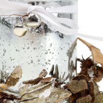 Portacandelitas vidrio con corona 10cm