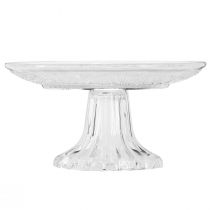 Artículo Plato de cristal con pie Cuenco de cristal plano con estampado transparente Ø15cm