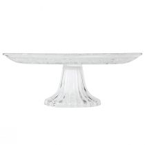 Artículo Plato de cristal con pie Cuenco de cristal plano con estampado transparente Ø25cm