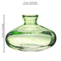 Artículo Jarrón de cristal bulboso verde mini jarrones de cristal Ø9cm H6cm 6 uds