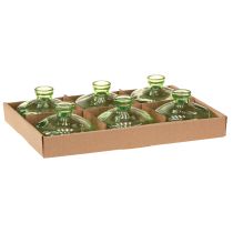 Artículo Jarrón de cristal bulboso verde mini jarrones de cristal Ø9cm H6cm 6 uds