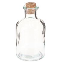 Artículo Jarrón de cristal con forma de botella, jarrón decorativo con corcho, altura 10,5 cm, 8 unidades
