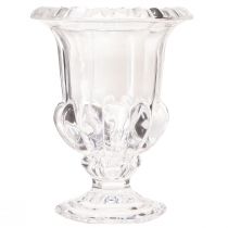 Artículo Jarrón de cristal pequeño con pie transparente retro Ø11cm H14cm