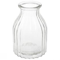 Artículo Jarrón de vidrio con ranuras para jarrón vidrio decorativo transparente Ø12cm H18cm 2ud