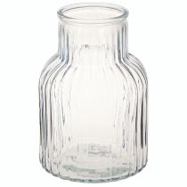 Artículo Jarrón de flores con ranuras de cristal en azul Ø13,5cm H20cm