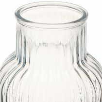 Artículo Jarrón de flores con ranuras de cristal en azul Ø13,5cm H20cm