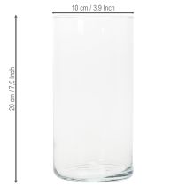 Artículo Jarrón alto de cristal, sencillo cilindro de cristal que puede usarse como florero o elemento decorativo, 20 cm.