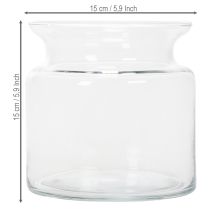 Artículo Jarrón de cristal transparente, jarrón decorativo de cristal con borde, para portavelas o florero, 15 cm.