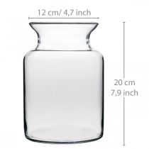 Artículo Jarrón de cristal transparente ancho para flores Ø12cm H20cm