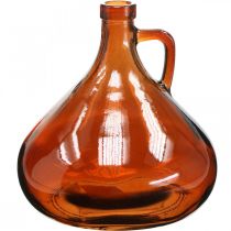 Florero de vidrio efecto vintage decoración de vidrio marrón Ø17cm H18cm