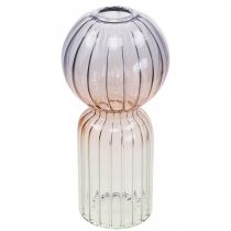 Artículo Florero de vidrio Florero Deco Azul Marrón Claro Mini Florero Ø8cm H17cm