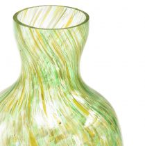 Artículo Florero de vidrio florero decorativo de vidrio verde amarillo Ø10cm H18cm