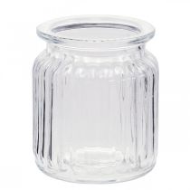 Jarrón de vidrio jarrón acanalado vidrio Ø7,5cm H9cm 4ud