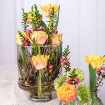 Jarrón de cristal con pie florero decoración de cristal vintage H15cm Ø11cm