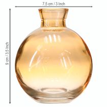 Artículo Jarrones de cristal bulbosos mini jarrones decorativos naranja Ø7,5cm H9cm 6 uds