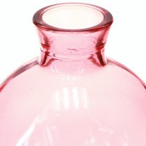 Artículo Jarrones de cristal bulbosos rosas retro mini jarrones Ø7,5cm H9cm 6 uds