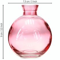 Artículo Jarrones de cristal bulbosos rosas retro mini jarrones Ø7,5cm H9cm 6 uds