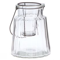 Artículo Farol de cristal con mango de cristal transparente Ø14cm H18cm