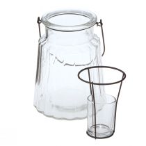 Artículo Farol de cristal con mango de cristal transparente Ø14cm H18cm