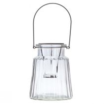 Artículo Farol de cristal con mango de cristal transparente Ø14cm H18cm