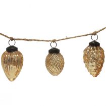 Artículo Guirnalda de conos de cristal decoración colgante Navidad oro 120cm