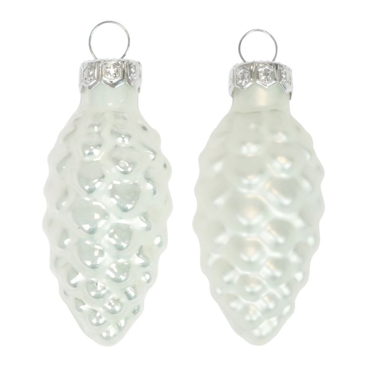 Conos de cristal Adornos navideños vidrio blanco Ø2,5cm 6cm 10ud