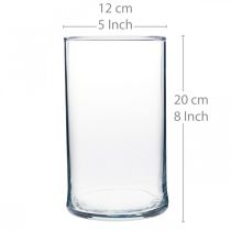 Artículo Jarrón de cristal transparente cilíndrico Ø12cm H20cm