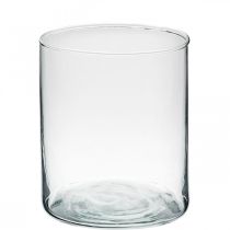 Florero de vidrio redondo, cilindro de vidrio transparente Ø9cm H10.5cm
