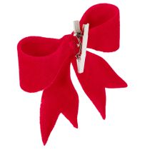 Artículo Lazo decorativo rojo con pinza. Decoración navideña versátil. 11 cm, 4 unidades.