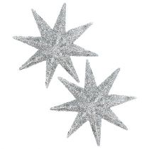 Artículo Estrella purpurina plateada Ø10cm 12uds