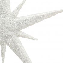 Estrella purpurina para colgar blanco 13cm 12pcs