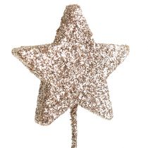 Glitter star on wire 4cm L23cm oro claro