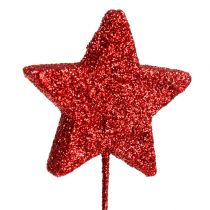 Estrella de brillo en alambre 5cm Rojo L23cm 48pcs
