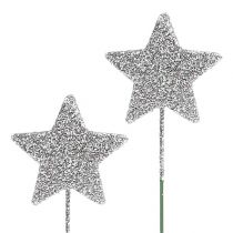 Glitter star silver 5cm en el cable L22cm 48pcs
