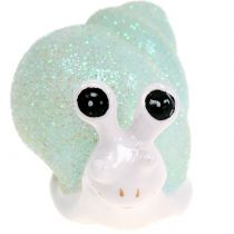 Figura deco caracol purpurina menta/rosa 8cm 6pcs