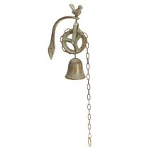 Artículo Campana de metal para decoración de pared con soporte, pátina antigua, altura 58 cm.