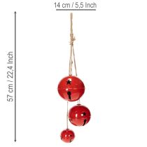 Artículo Campanas de metal rojo, juego de 3, decorativas, 14/12/8 cm