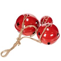 Artículo Campanas de metal rojo, juego de 3, decorativas, 14/12/8 cm