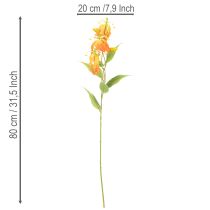 Artículo Flor artificial Gloriosa naranja con tallos largos para jarrones, 80 cm, 3 unidades.