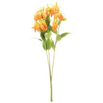 Artículo Flor artificial Gloriosa naranja con tallos largos para jarrones, 80 cm, 3 unidades.
