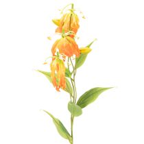 Artículo Flor artificial Gloriosa naranja con tallos largos para jarrones, 80 cm, 3 unidades.